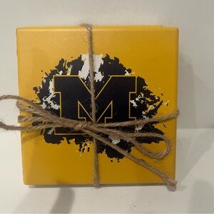 Ceramic University of Michigan Coaster Set.  (4 coasters)